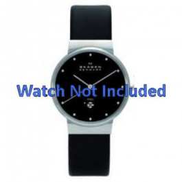 Horlogeband Skagen 358LSL / 358LSLB / 358LSLBW Leder Zwart 18mm